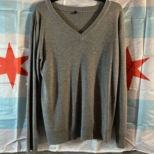 Men's Gray V-Neck Sweater